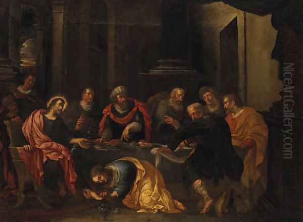 Christ in the House of Simon the Pharisee Oil Painting by Jacopo Tintoretto (Robusti)