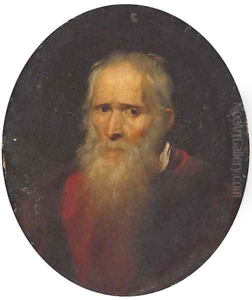 Portrait of a gentleman, bust-length, in a red coat Oil Painting by Domenico Tintoretto