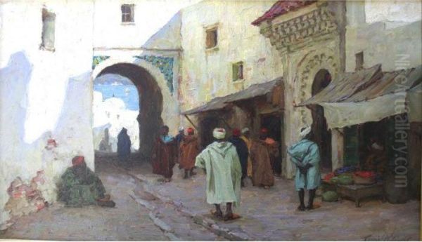 A Shady Street, Tangiers Oil Painting by Terrick John Williams