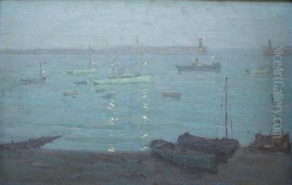 St. Ives, Dusk Oil Painting by Terrick John Williams