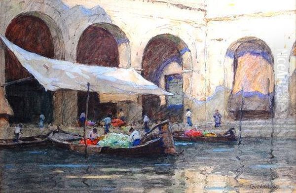 The Fruit Market In Venice Oil Painting by Terrick John Williams