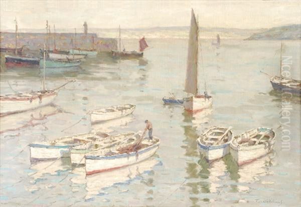 White Boats, St. Ives Oil Painting by Terrick John Williams