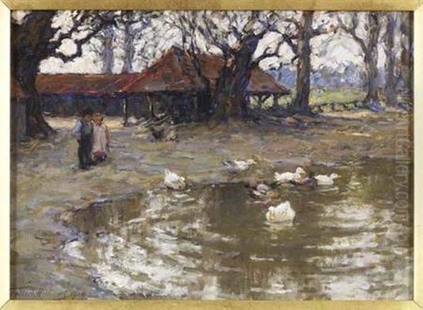 The Duck Pond Oil Painting by Terrick John Williams