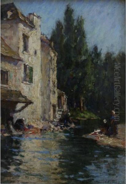 Washing Day, Brittany Oil Painting by Terrick John Williams