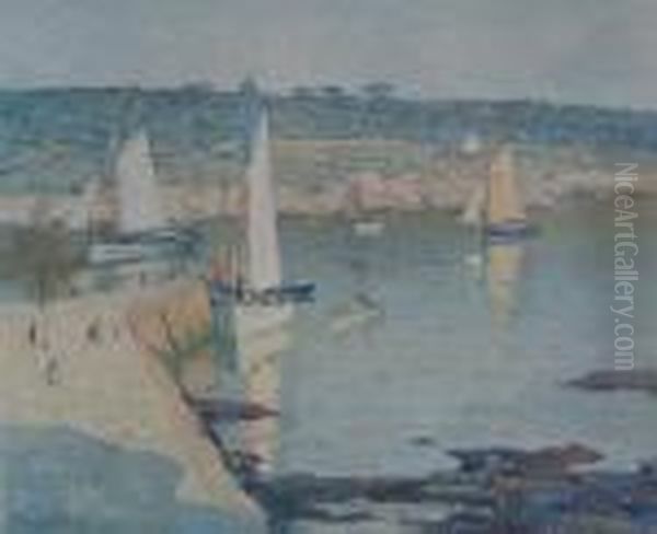 A Cornish Harbour Oil Painting by Terrick John Williams