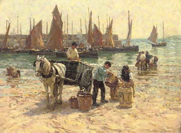 On The Beach, St. Ives, Cornwall Oil Painting by Terrick John Williams