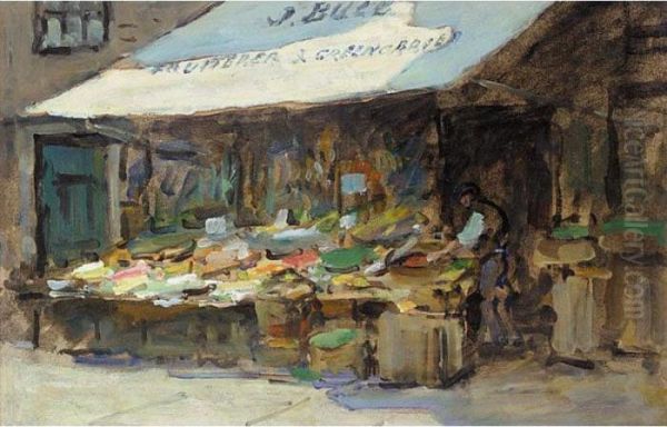 The Greengrocer's Shop Oil Painting by Terrick John Williams