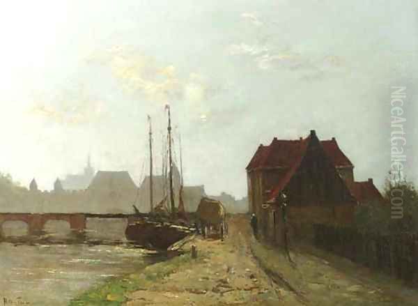 Aan de Koppel te Amersfoort Oil Painting by Hendrik Otto Van Thol