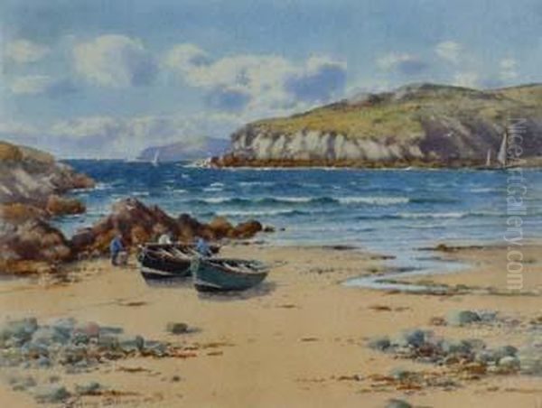 Portharock Bay,near Holyhead Anglesey Oil Painting by Warren Williams