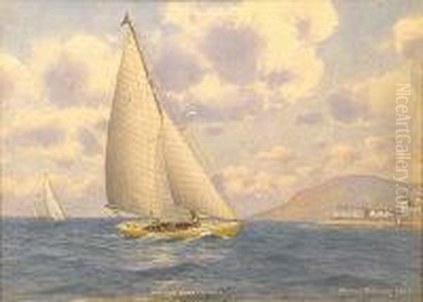 'the Sailing Yacht 'kookaburra' Off The Great Orme' Oil Painting by Warren Williams