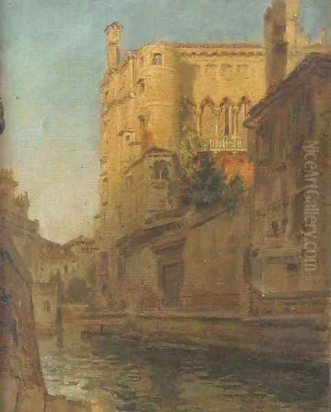 A Venetian backwater, late afternoon Oil Painting by Albert Tschautsch