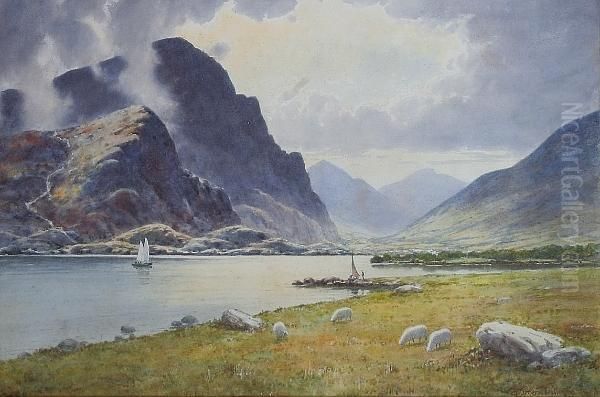 Lwellyn Lake, Snowdon Oil Painting by Warren Williams