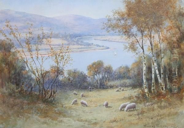 The River Conway, From Above Benarth Hill, North Wales Oil Painting by Warren Williams