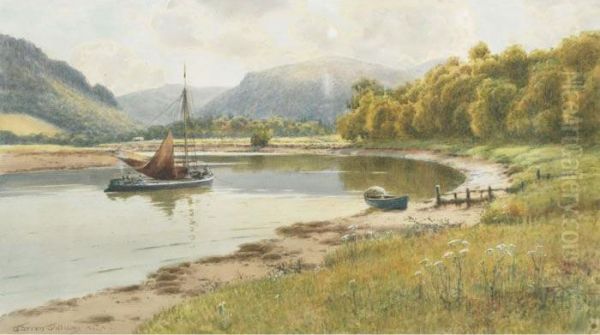 Fishing In A Quiet Cove Oil Painting by Warren Williams