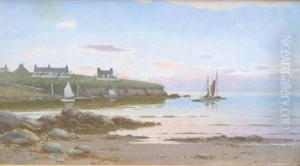 Evening Penrhyn Point, Cemaes Bay Oil Painting by Warren Williams