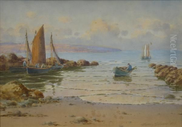 Vessels On Thecoast Oil Painting by Warren Williams