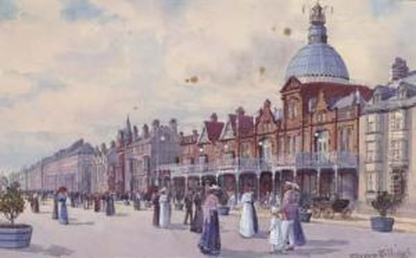 Elegant Figures On The Esplanade ; And Elegant Figureson The Waterfront Oil Painting by Warren Williams