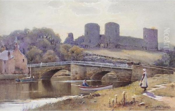 Rhuddlan Castle, North Wales Oil Painting by Warren Williams