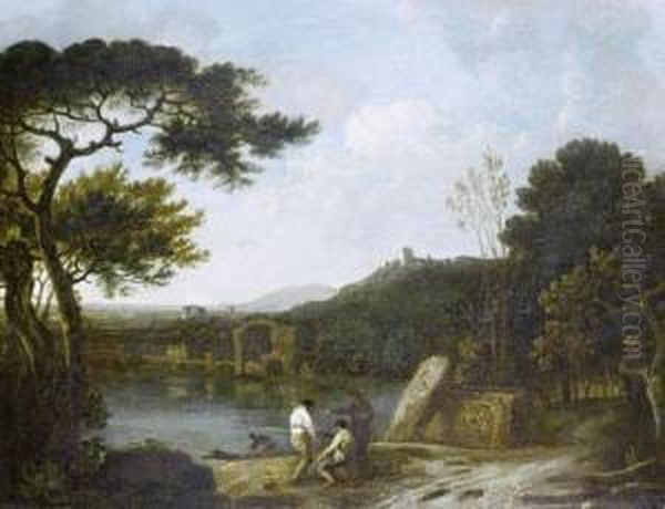 Lake Avernus With The Temple Of Apollo In Thedistance Oil Painting by Richard Wilson