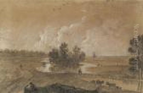 View Of Hounslow Heath, London Oil Painting by Richard Wilson