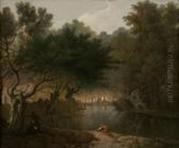 Rosamund's Pond, St.james's Park Oil Painting by Richard Wilson