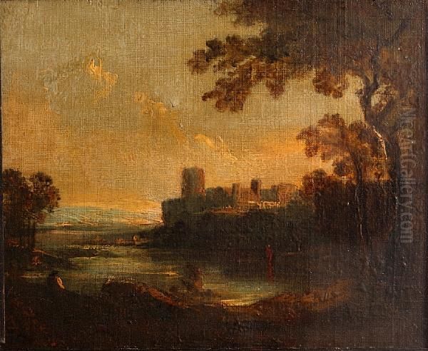 View In Glamorganshire - Dolbadarn Castle Andllyn Peris Oil Painting by Richard Wilson