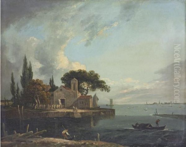 View Of L'anconetta, With Venice Beyond Oil Painting by Richard Wilson