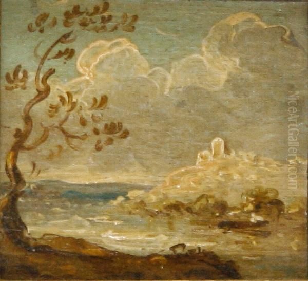 A Sketch Of A Coastal Landscape Oil Painting by Richard Wilson