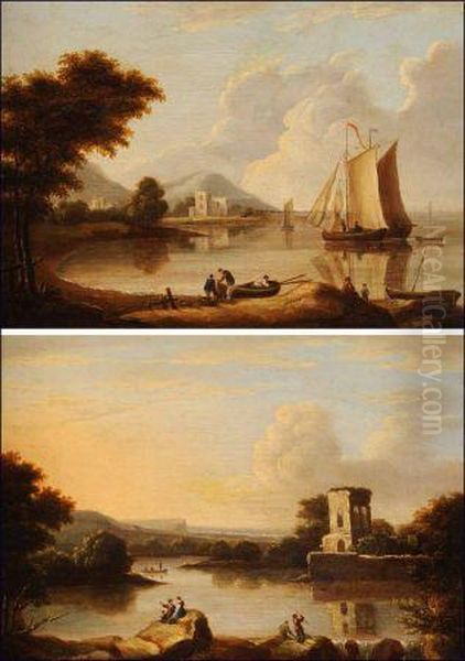 Lakeland Scenes With Boats Oil Painting by Richard Wilson