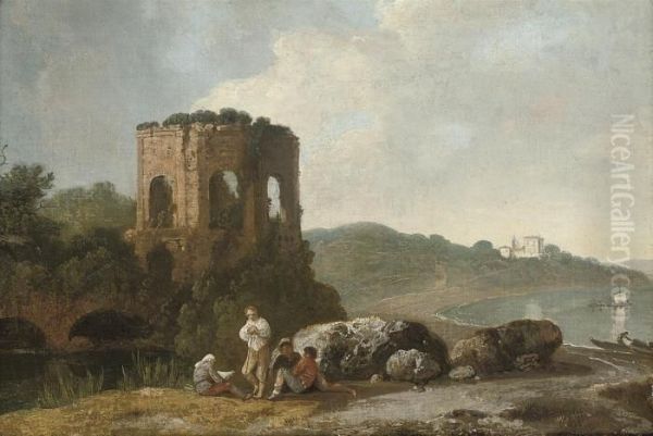 Bay Of Baiae, Temple Of Venus Oil Painting by Richard Wilson