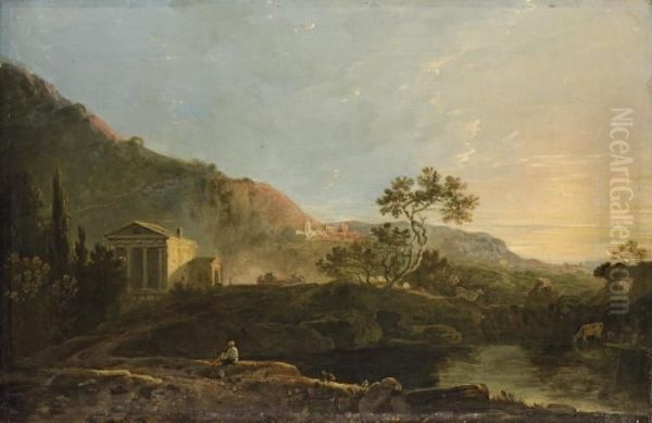 The Temple Of Clitumnus Oil Painting by Richard Wilson