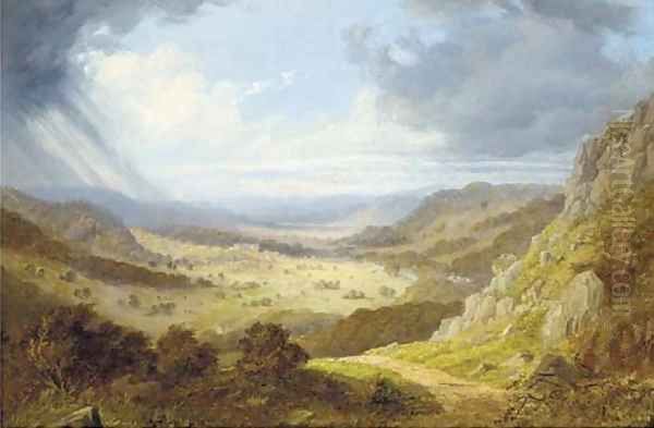 An approaching storm, Chatsworth, Derbyshire Oil Painting by Edward Train