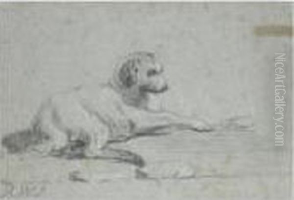 Study Of A Dog, Recto; Study Of A Recumbent Male Figure, Verso Oil Painting by Richard Wilson