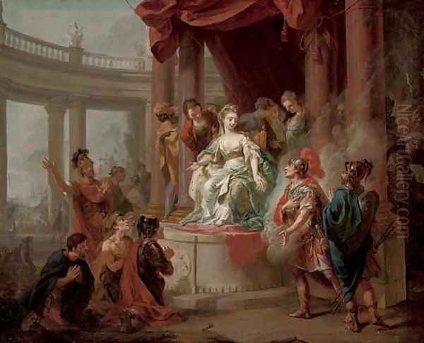 The Meeting of Dido and Aeneas Oil Painting by Johann Heinrich The Elder Tischbein