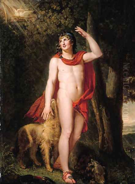 Apollo with two hunting dogs by Johann Heinrich The Younger Tischbein