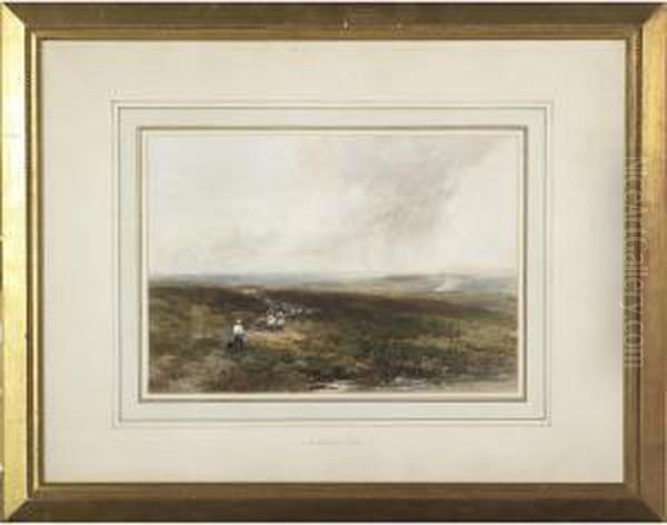 Shepherd And Sheep On The Moors Oil Painting by Edmund Morison Wimperis