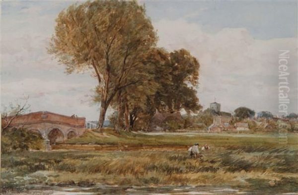 'in The Water Meadows Oil Painting by Edmund Morison Wimperis