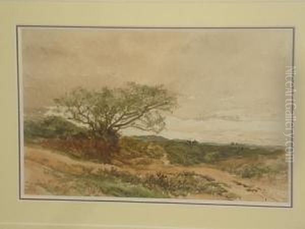 Heathland Landscape With Tree And Figures Onthe Horizon Oil Painting by Edmund Morison Wimperis