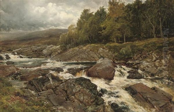 A Torrent From The Hills, With Fishermen Beyond Oil Painting by Edmund Morison Wimperis