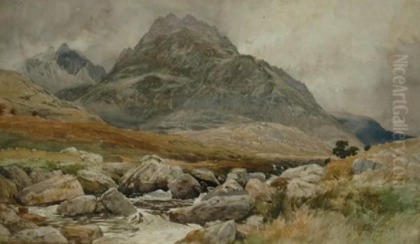 View Near Llanberis North Wales Oil Painting by Edmund Morison Wimperis