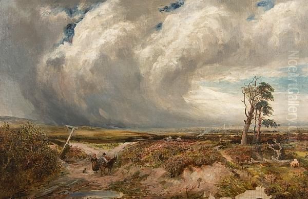 Panoramic Windswept Moorscape Oil Painting by Edmund Morison Wimperis