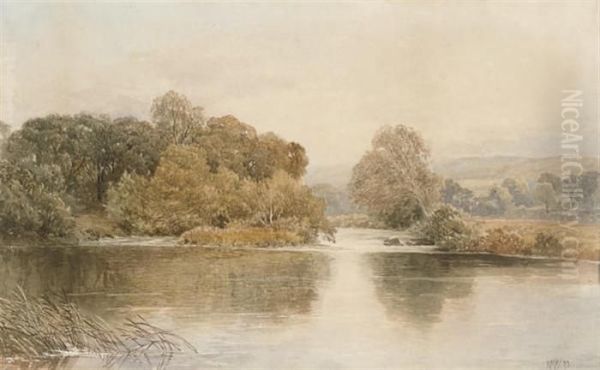 River Landscape Oil Painting by Edmund Morison Wimperis