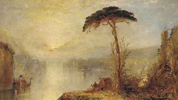 Figures by the water at dusk, a Venetian capriccio Oil Painting by Joseph Mallord William Turner