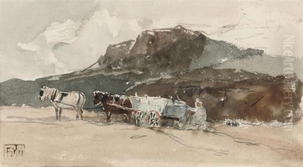 Carting Sand (illustrated); And Sandhills, Southbourne Oil Painting by Edmund Morison Wimperis