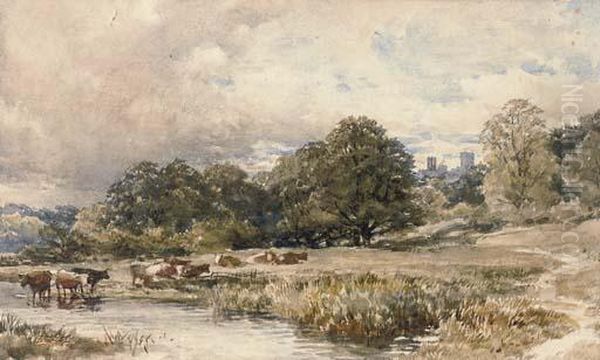 Cattle Watering At A Stream Oil Painting by Edmund Morison Wimperis