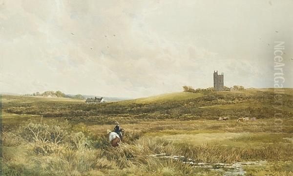 Cutting Reeds Oil Painting by Edmund Morison Wimperis