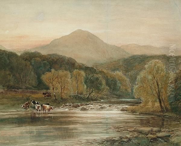 Cattle Crossing A Stream Oil Painting by Edmund Morison Wimperis