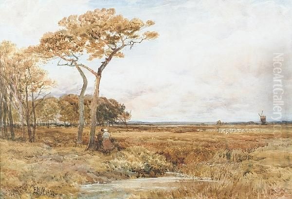 Figures In A Rural Landscape Oil Painting by Edmund Morison Wimperis