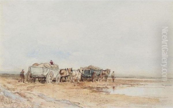 Gathering Seaweed Oil Painting by Edmund Morison Wimperis