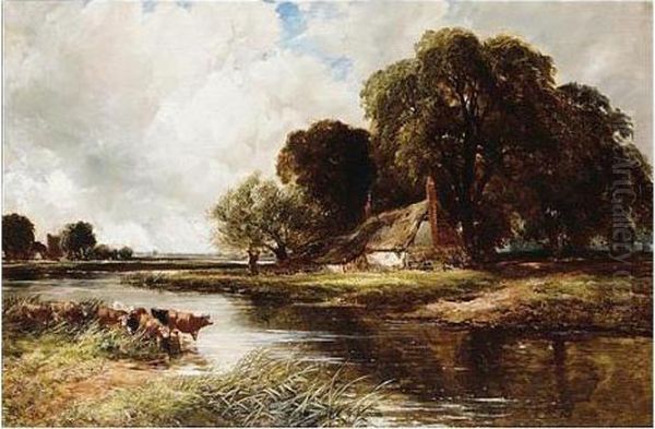 Cottage By The River Oil Painting by Edmund Morison Wimperis